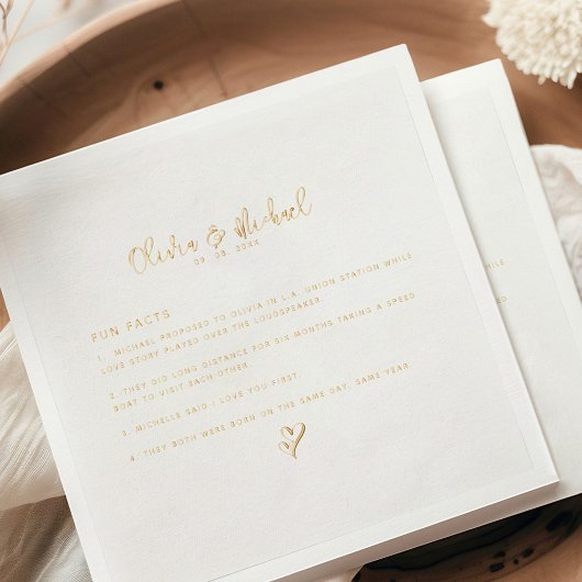 Elegant Huwelijk Script Feiten Goud Folie Servetten