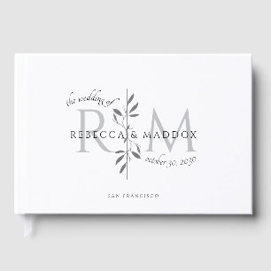 Elegant Huwelijks Botanisch Monogram Gastenboek