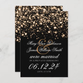 Elegant huwelijks/Elopement Gold Midnight Glam Aankondiging (Voorkant / Achterkant)