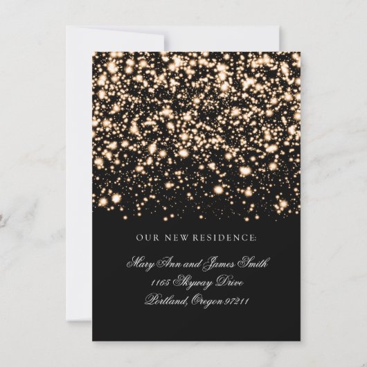 Elegant huwelijks/Elopement Gold Midnight Glam Aankondiging (Achterkant)