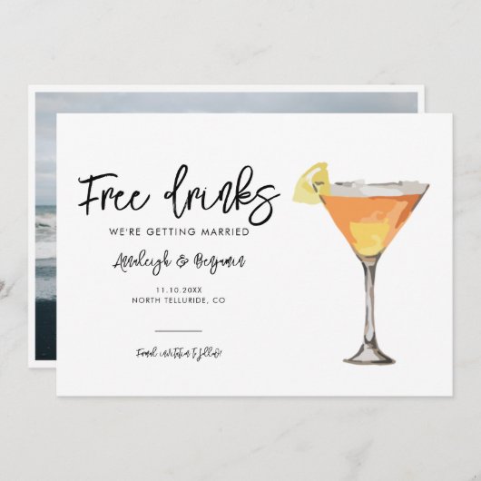 Elegant Huwelijks Foto Script Save The Date (Voorkant / Achterkant)