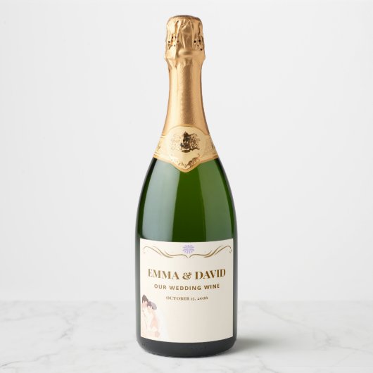 Elegant huwelijks wijnfleslabel sparkling wijnetiket (Voorkant)