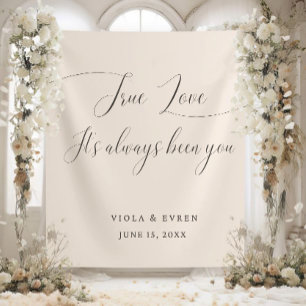 Elegant Huwelijksachtergrondbanner met True Love-s Wandkleed