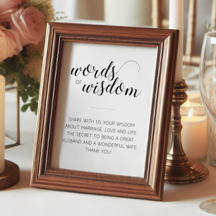 Elegant Huwelijksadvies Bord met Wijze Woorden Poster