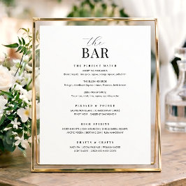 Elegant Huwelijksbarbord Chic Minimalistisch Zwart Poster