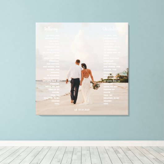 Elegant Huwelijksbelofte Kunst Cadeau Canvas Afdruk (Insitu (Houten vloer))