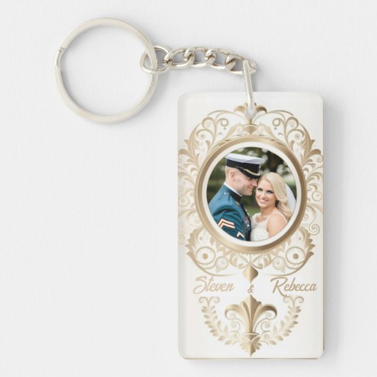 Elegant huwelijksbruid en bruidegom geschenk sleutelhanger (Voorkant)