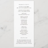 Elegant huwelijksceremonie & Ontvangstprogramma  Programmakaart (Achterkant)