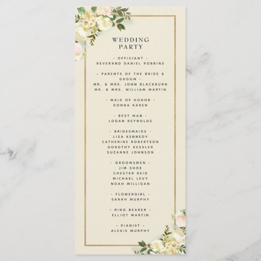 Elegant huwelijksceremonie programma chique Waterv Programmakaart (Achterkant)