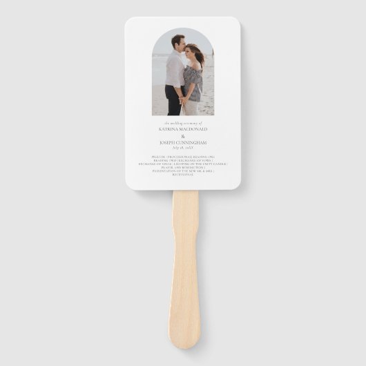 Elegant huwelijksceremonie programma Foto Handwaaier (Voorkant)