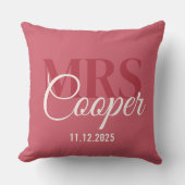 Elegant huwelijkscouple naam rood ivoor kleur kussen (Voorkant)