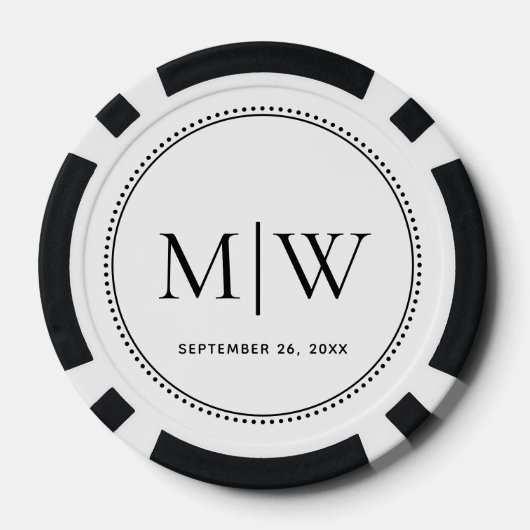 Elegant huwelijksdatum koppelmonogram poker chips (Achterkant)