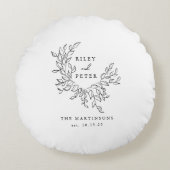 Elegant Huwelijksembleem Persoonlijke Aandenken Rond Kussen (Voorkant)