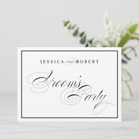 Elegant Huwelijksfeest Teken voor de Mannengroep Z Kaart (Staand voorkant)