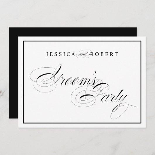 Elegant Huwelijksfeest Teken voor de Mannengroep Z Kaart (Voorkant / Achterkant)