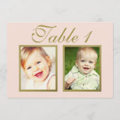 Elegant Huwelijksfoto Blush Gouden Lijstnummer Kaart (Achterkant)