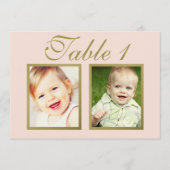 Elegant Huwelijksfoto Blush Gouden Lijstnummer Kaart (Voorkant)