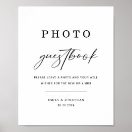 Elegant Huwelijksfoto Gastboek Bord Poster