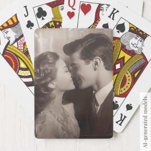 Elegant huwelijksjubileum aandenken koppel foto pokerkaarten