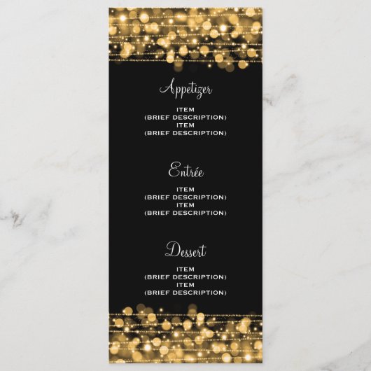 Elegant Huwelijksmenu Feest Glitters Goud Menu (Voorkant)