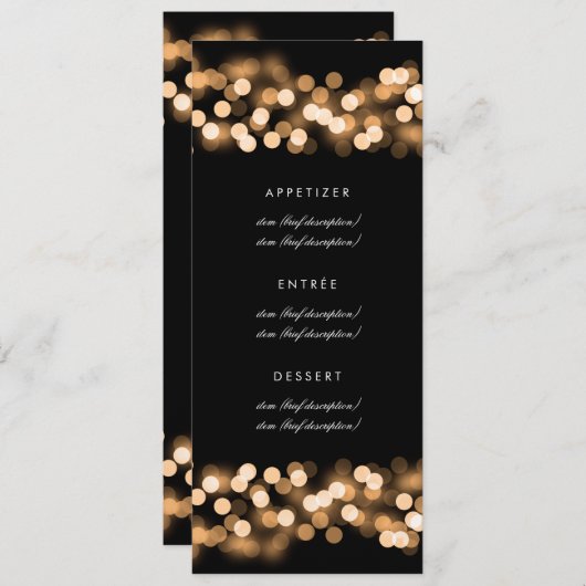 Elegant huwelijksmenu Gold Hollywood Glam Menu (Voorkant / Achterkant)