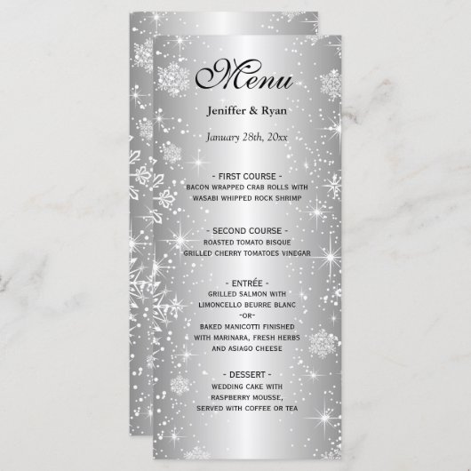 Elegant huwelijksmenu menu (Voorkant / Achterkant)