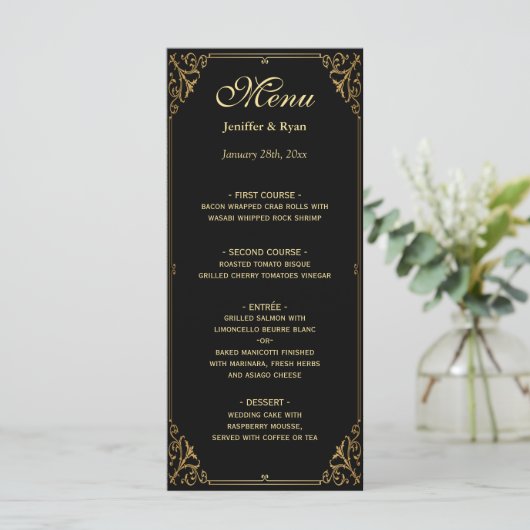 Elegant huwelijksmenu menu (Staand voorkant)