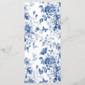 Elegant huwelijksmenu met delicate blauwe bloemen menu (Achterkant)