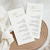 Elegant huwelijksmenu met gouden kalligrafie lette menu