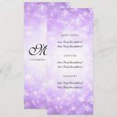 Elegant huwelijksmenu Paarse Winter Wonderland Menu (Voorkant / Achterkant)