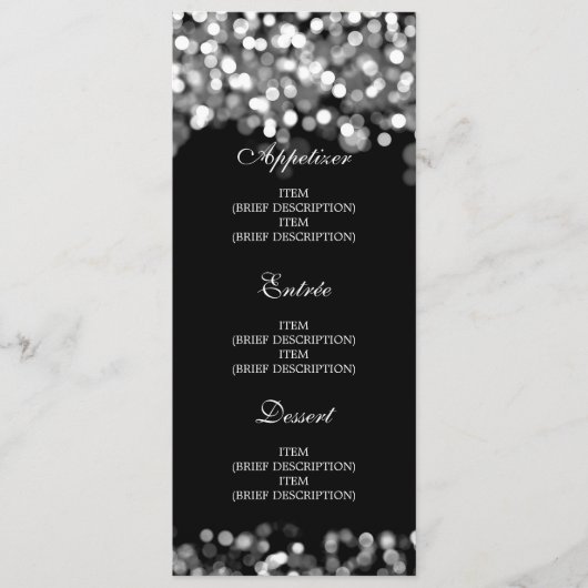 Elegant huwelijksmenu Zilveren Lichten Menu (Voorkant)