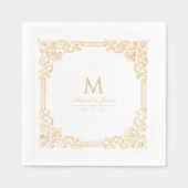 Elegant huwelijksmonogram in vintage stijl folie servetten (Voorkant)
