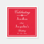 Elegant Huwelijkspapier met Rode Romantische Lette Servet (Voorkant)