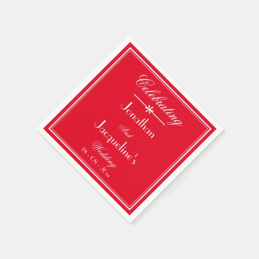 Elegant Huwelijkspapier met Rode Romantische Lette Servet (Hoek)