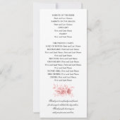 Elegant huwelijksprogramma Blush Pink Floral Scrip Kaart (Achterkant)