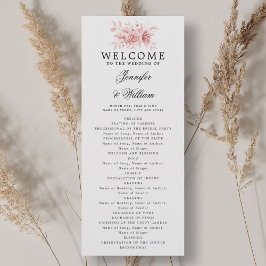 Elegant huwelijksprogramma Blush Pink Floral Scrip Kaart