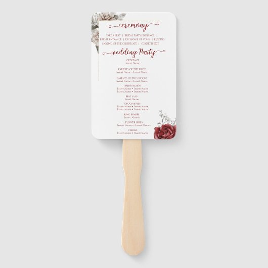 Elegant huwelijksprogramma Bourgondië & Zilveren B Handwaaier (Achterkant)