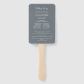 Elegant huwelijksprogramma Dusty Blue Floral Handwaaier (Achterkant)