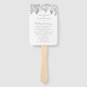 Elegant huwelijksprogramma Dusty Blue Floral Handwaaier (Voorkant)