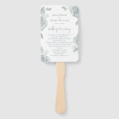 Elegant huwelijksprogramma Dusty Blue Floral Handwaaier (Voorkant)