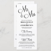 Elegant huwelijksprogramma / Eenvoudig huwelijkspr Programmakaart (Voorkant / Achterkant)