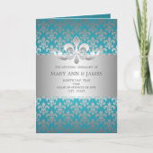 Elegant huwelijksprogramma Fleur de Lis Blue Programma (Voorkant)