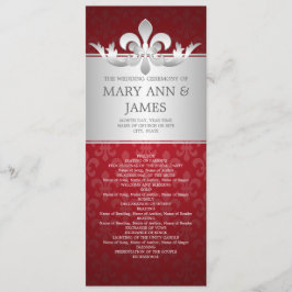 Elegant huwelijksprogramma Fleur de Lis Red Programmakaart