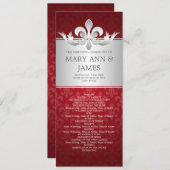Elegant huwelijksprogramma Fleur de Lis Red Programmakaart (Voorkant / Achterkant)