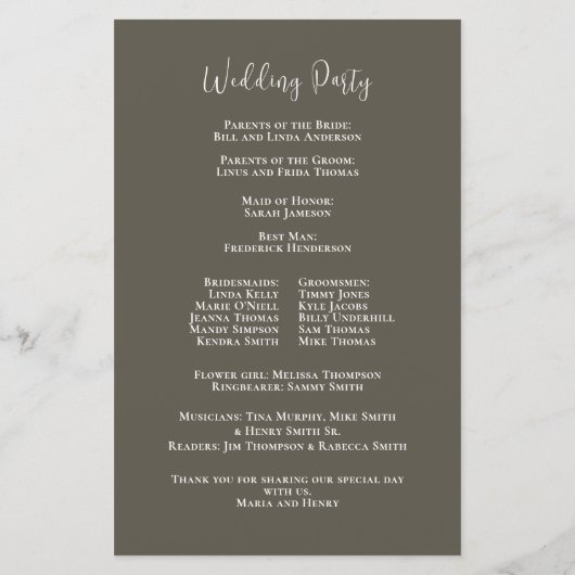 Elegant huwelijksprogramma Floral Botanical (Achterkant)