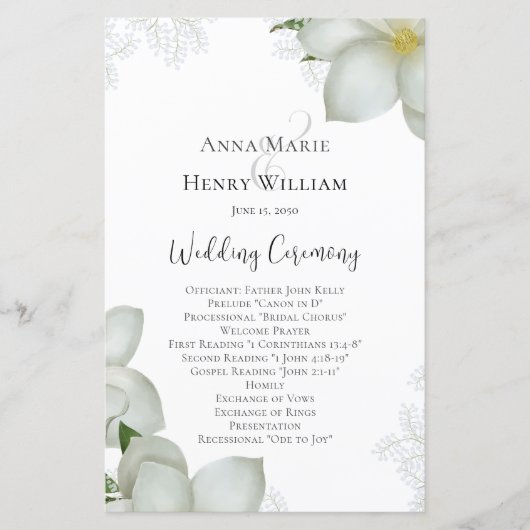 Elegant huwelijksprogramma Floral Botanical (Voorkant)