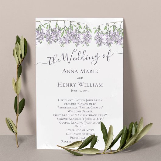 Elegant huwelijksprogramma Floral Lila