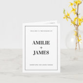 Elegant huwelijksprogramma gevouwen minimalistisch kaart (Gele Bloem)
