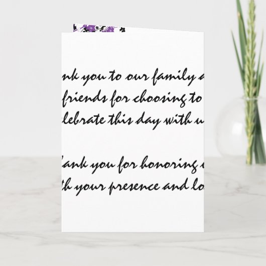 Elegant huwelijksprogramma Japanese Flowers Paarse Programma (Achterkant)