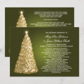 Elegant Huwelijksprogramma Kerst Gold Groen Kaart (Voorkant / Achterkant)